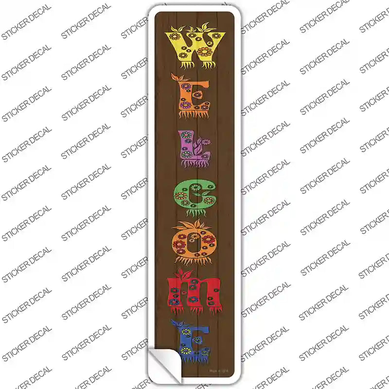 K-1642s-S Welcome Floral Novelty Narrow Sticker Decal - Small