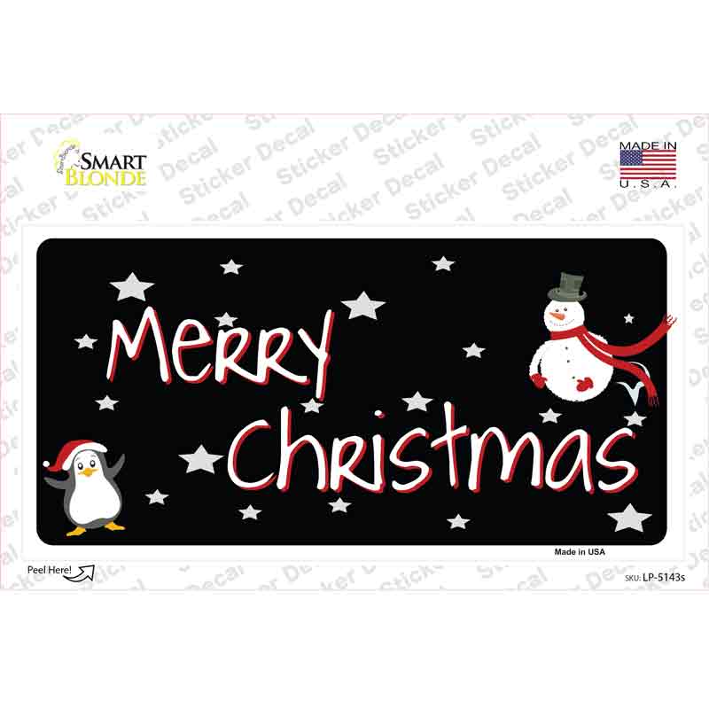 LP-5143s-M Merry Christmas Snow Novelty Sticker Decal - Medium