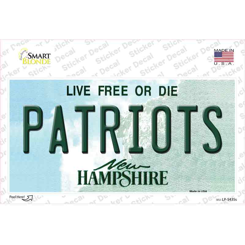 LP-5435s-M Patriots   Hampshire Novelty Sticker Decal - Medium