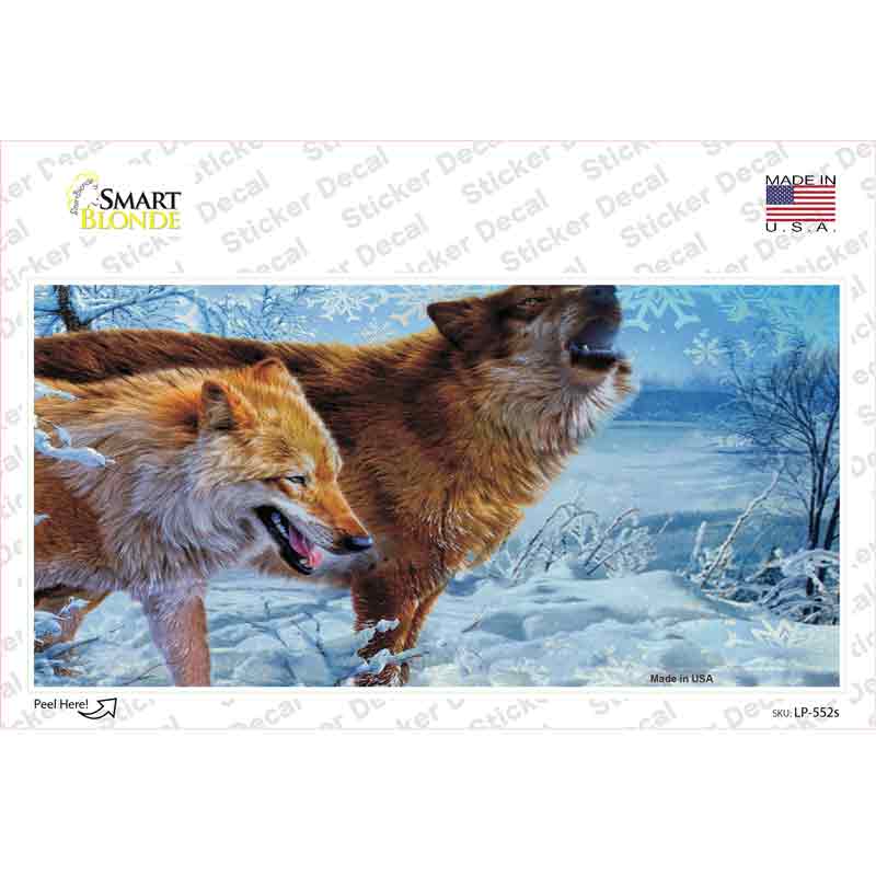 LP-552s-M Wintertime Wolf Novelty Sticker Decal - Medium