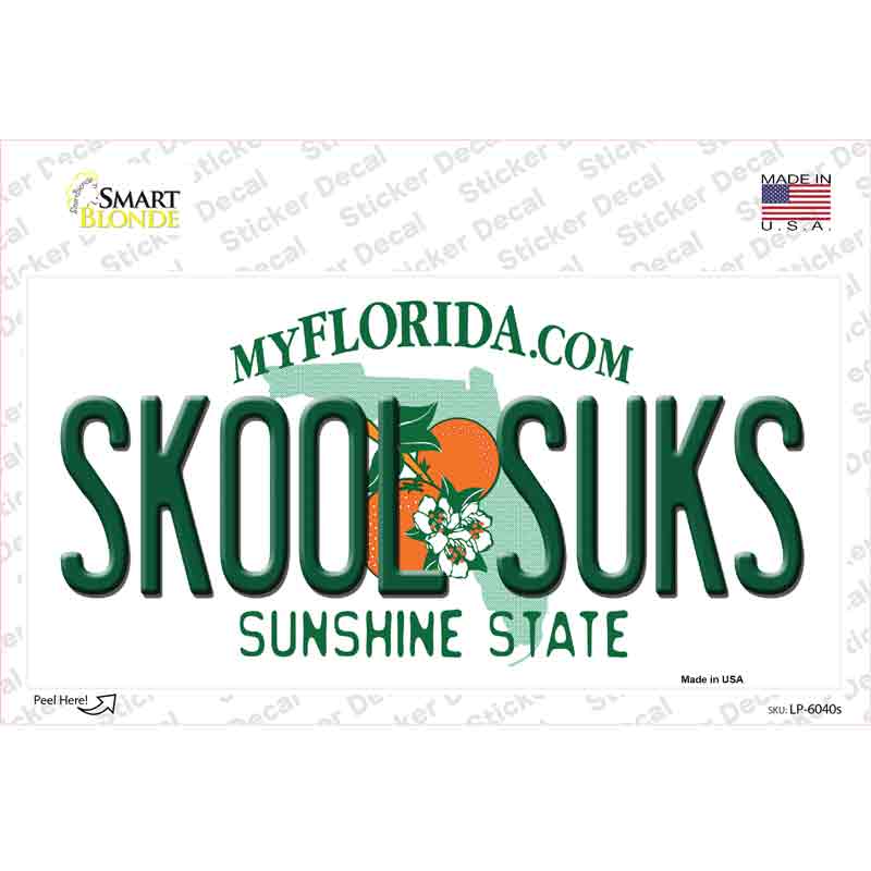 LP-6040s-M Skool Suks Florida Novelty Sticker Decal - Medium