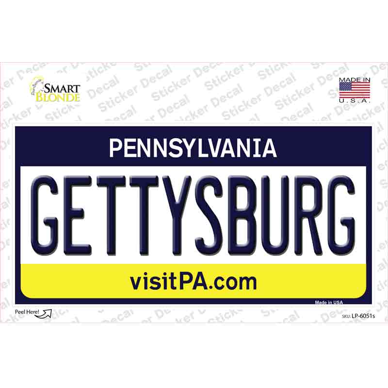 LP-6051s-M Gettysburg Pennsylvania State Novelty Sticker Decal - Medium