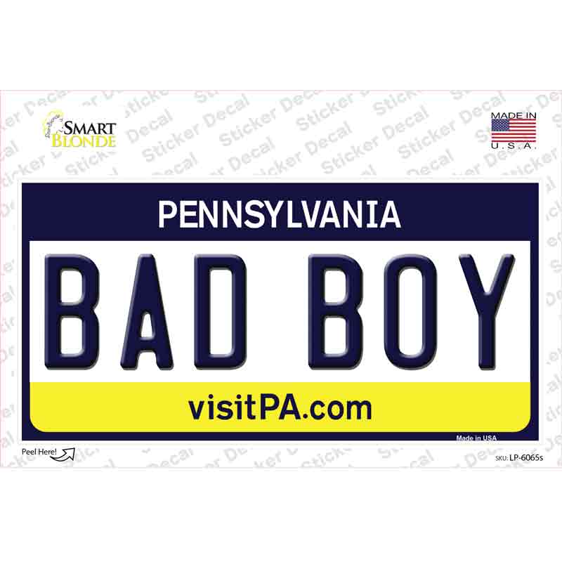 LP-6065s-M Bad Boy Pennsylvania State Novelty Sticker Decal - Medium