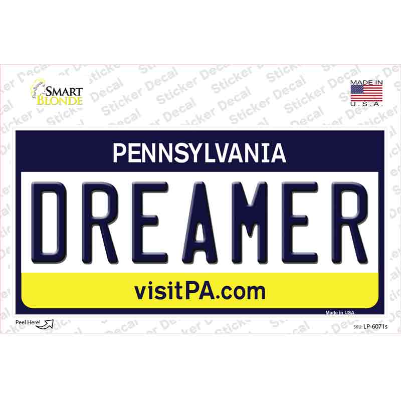 LP-6071s-M Dreamer Pennsylvania State Novelty Sticker Decal - Medium