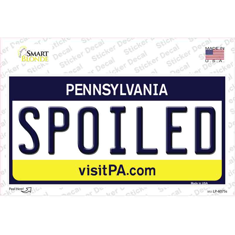 LP-6075s-M Spoiled Pennsylvania State Novelty Sticker Decal - Medium