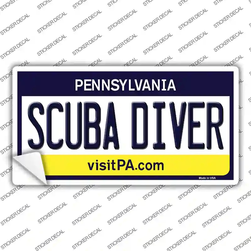 LP-6076s-S Scuba Diver Pennsylvania State Novelty Sticker Decal - Small