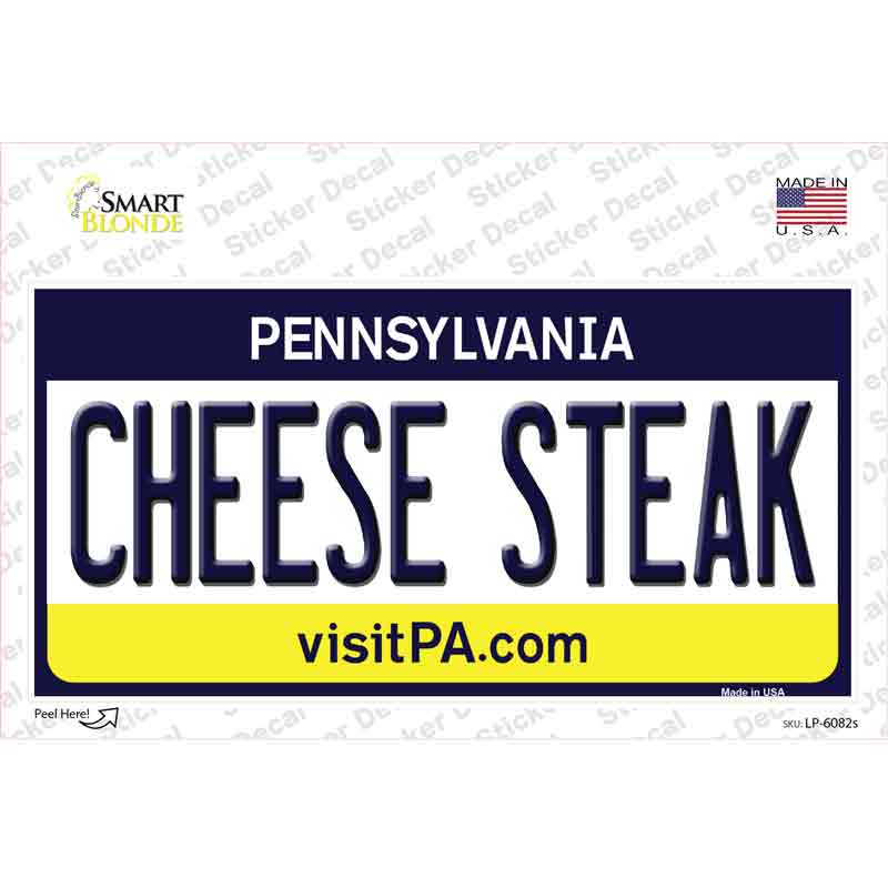 LP-6082s-M Cheese Steak Pennsylvania State Novelty Sticker Decal - Medium
