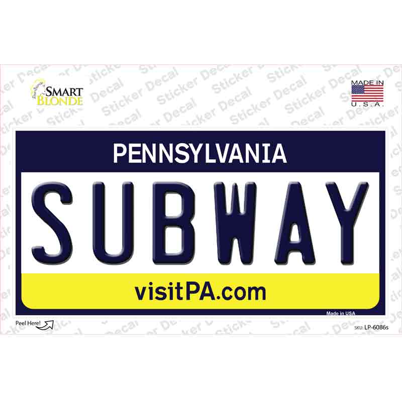 LP-6086s-M Subway Pennsylvania State Novelty Sticker Decal - Medium