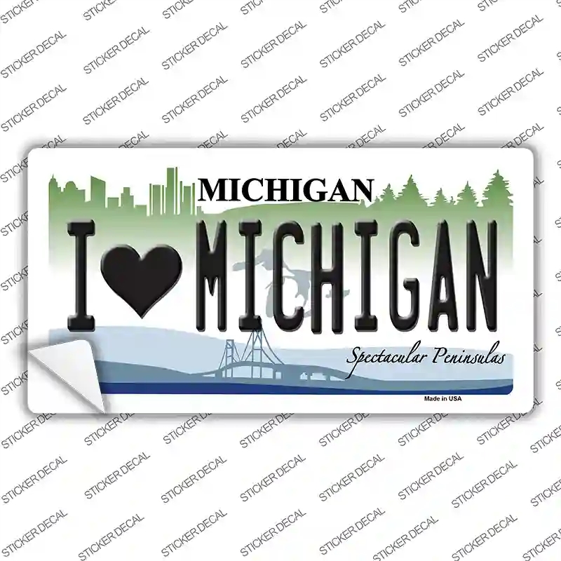 LP-6119s-L I Love Michigan Novelty Sticker Decal - Large