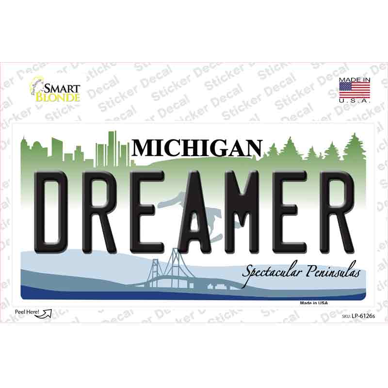 LP-6126s-M Dreamer Michigan Novelty Sticker Decal - Medium