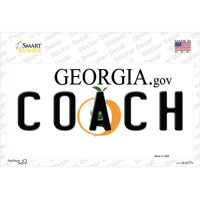 LP-6177s-M Coach Georgia Novelty Sticker Decal - Medium