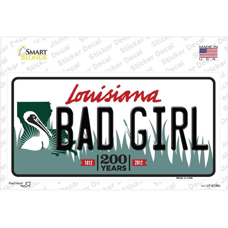 LP-6196s-M Bad Girl Louisiana Novelty Sticker Decal - Medium