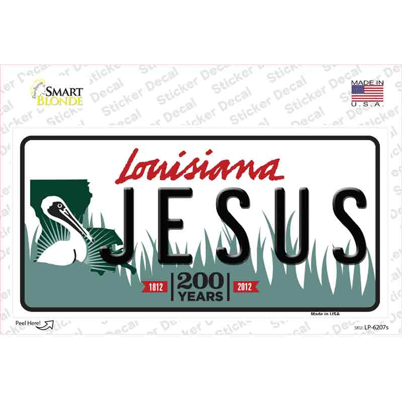 LP-6207s-M Jesus Louisiana Novelty Sticker Decal - Medium