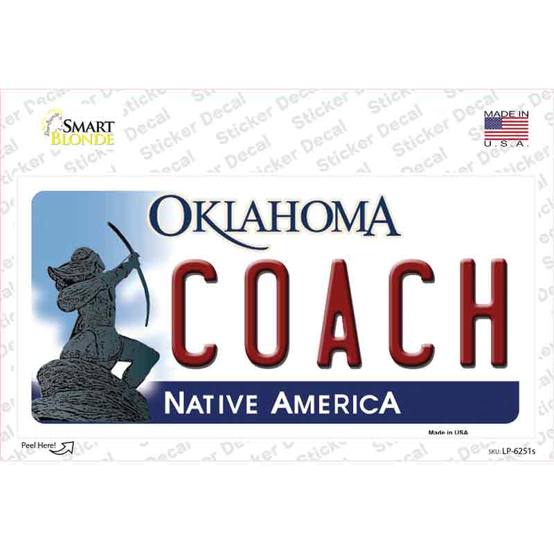 LP-6251s-M Coach Oklahoma Novelty Sticker Decal - Medium
