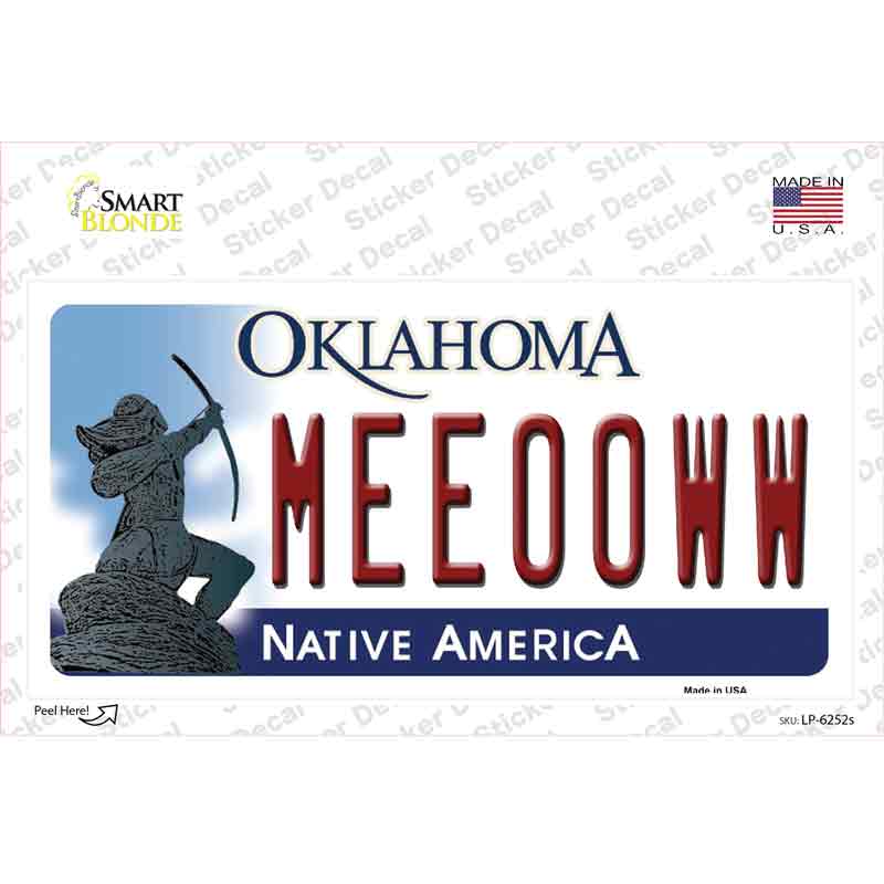 LP-6252s-M Meeooww Oklahoma Novelty Sticker Decal - Medium
