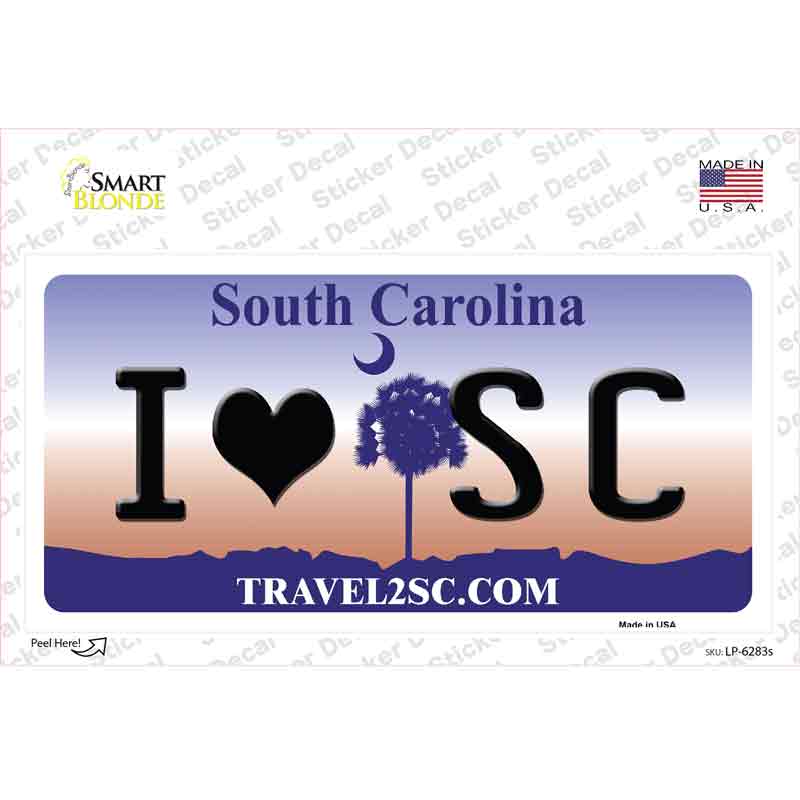 LP-6283s-M I Love South Carolina Novelty Sticker Decal - Medium