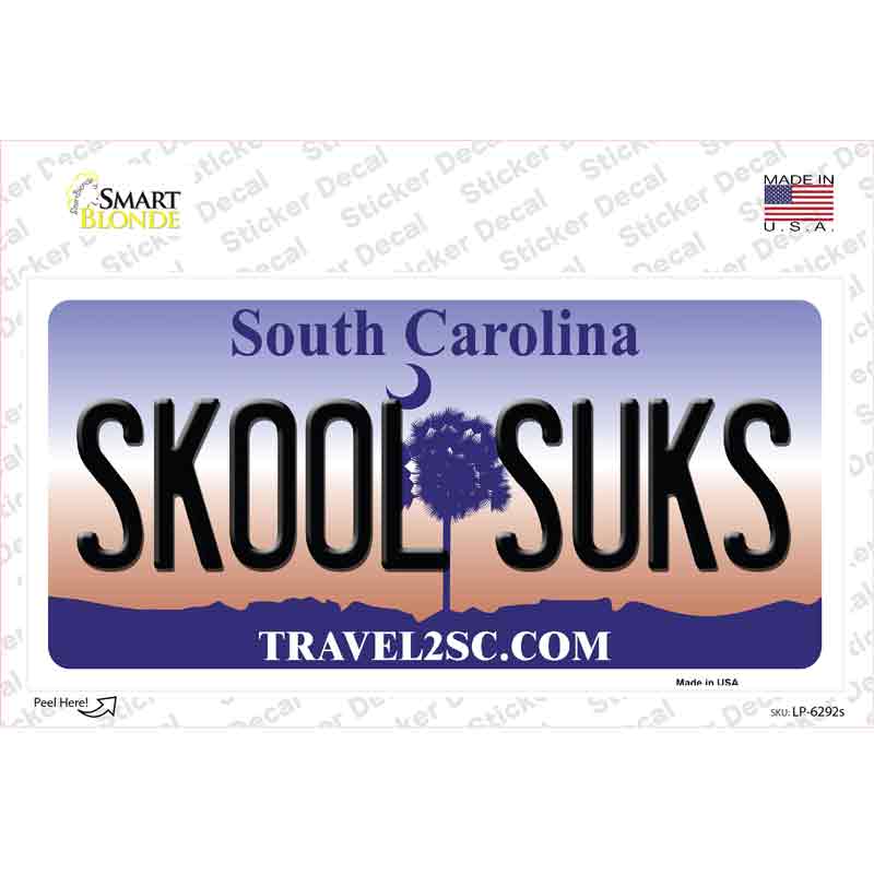LP-6292s-M Skool Suks South Carolina Novelty Sticker Decal - Medium