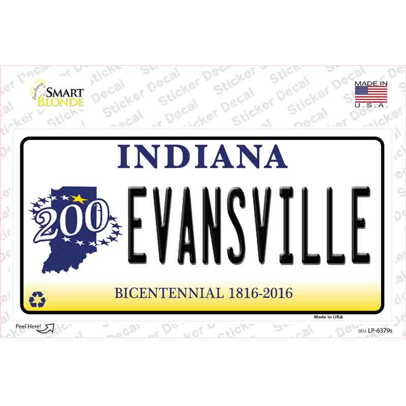 LP-6379s-M Evansville Indiana Novelty Sticker Decal - Medium
