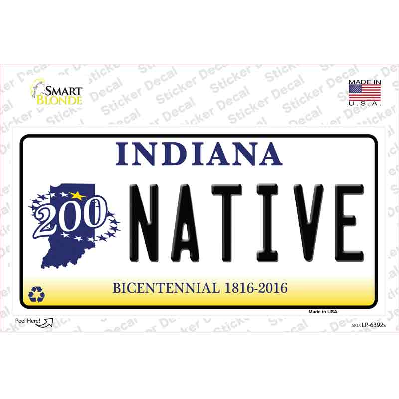 LP-6392s-M Native Indiana Novelty Sticker Decal - Medium