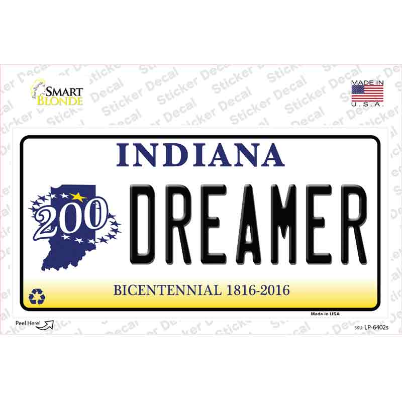 LP-6402s-M Dreamer Indiana Novelty Sticker Decal - Medium