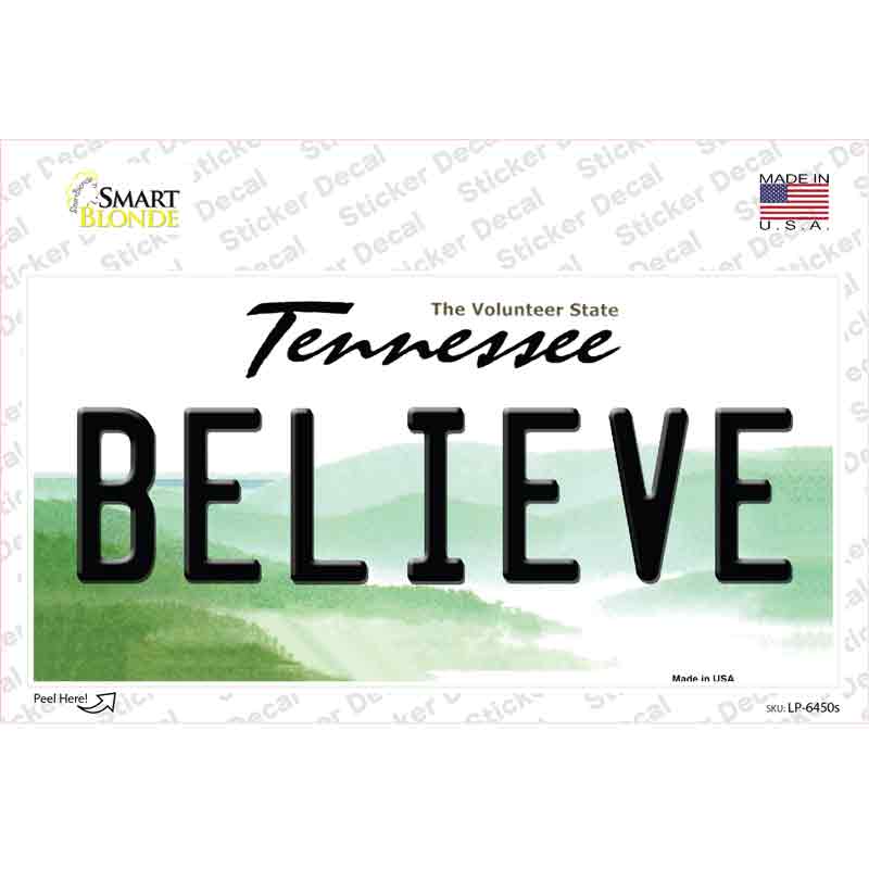 LP-6450s-M Believe Tennessee Novelty Sticker Decal - Medium