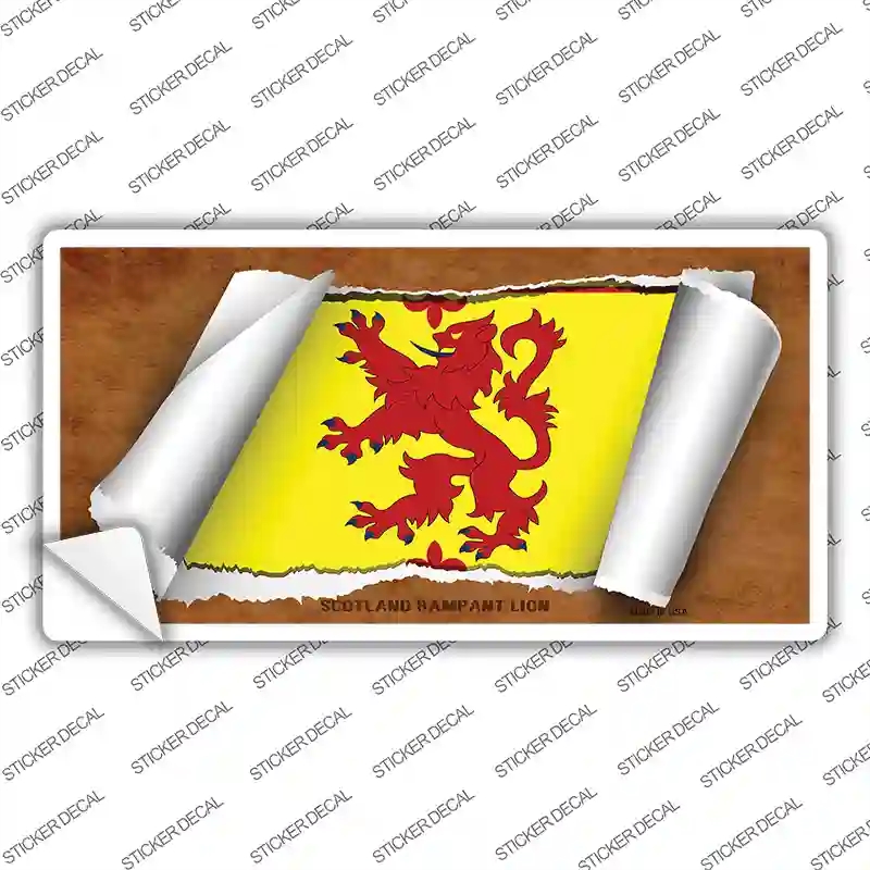 LP-9084s-L Scotland Rampant Lion Flag Scroll Novelty Sticker Decal - Large