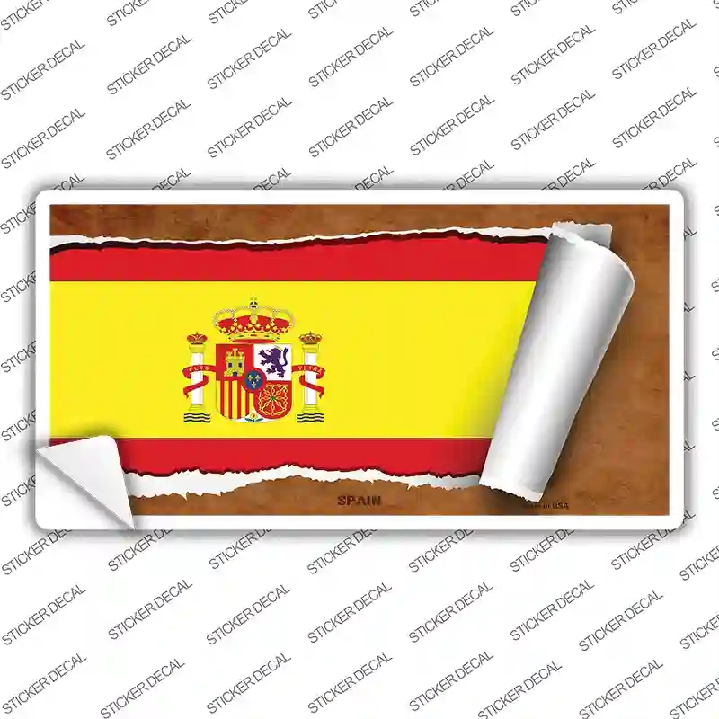 LP-9086s-L Spain Flag Scroll Novelty Sticker Decal - Large