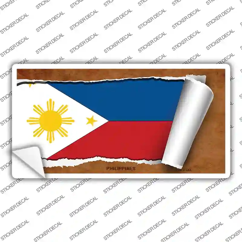 LP-9089s-S Philippines Flag Scroll Novelty Sticker Decal - Small