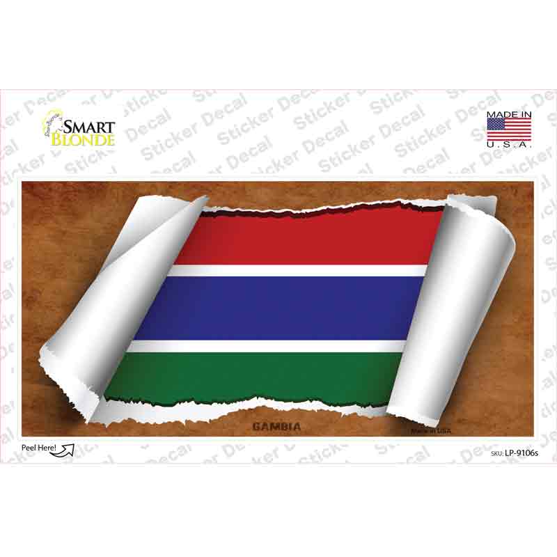 LP-9106s-M Gambia Flag Scroll Novelty Sticker Decal - Medium