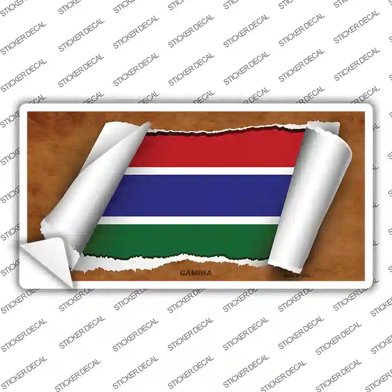 LP-9106s-S Gambia Flag Scroll Novelty Sticker Decal - Small