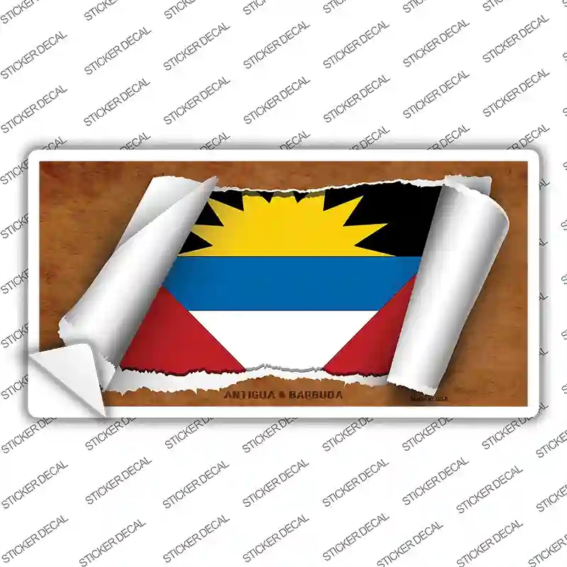 LP-9125s-L Antigua & Barbuda Flag Scroll Novelty Sticker Decal - Large