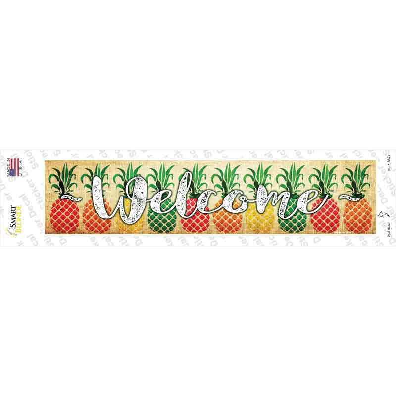 K-867s-M Welcome with Pineapples Novelty Narrow Sticker Decal - Medium