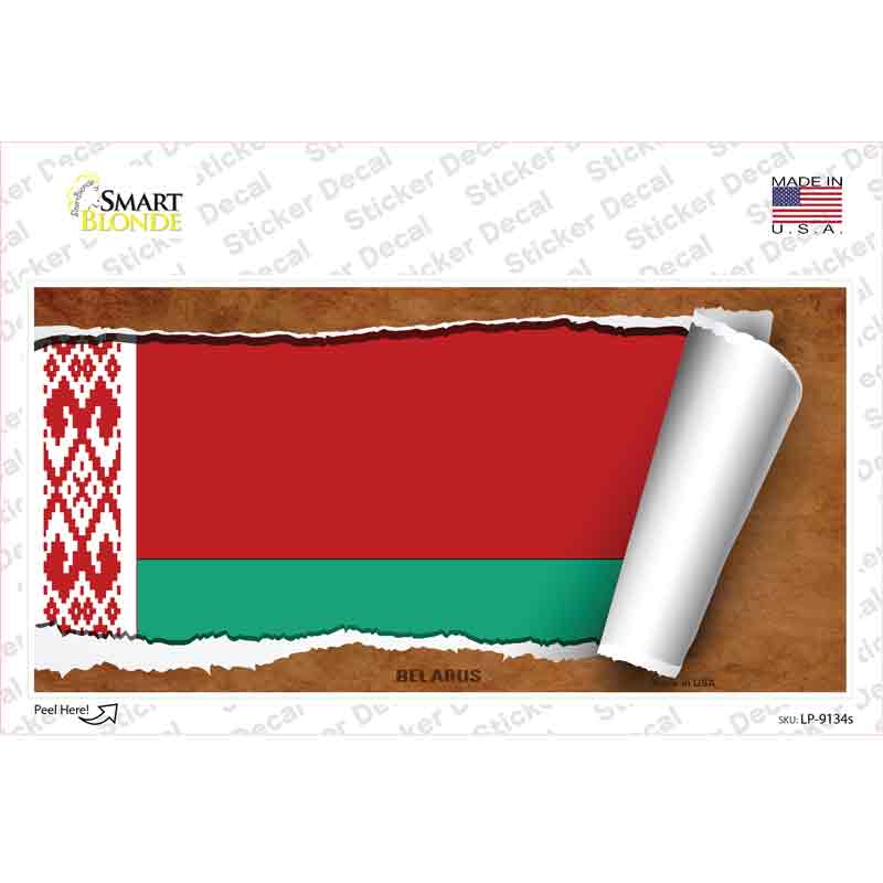 LP-9134s-M Belarus Flag Scroll Novelty Sticker Decal - Medium