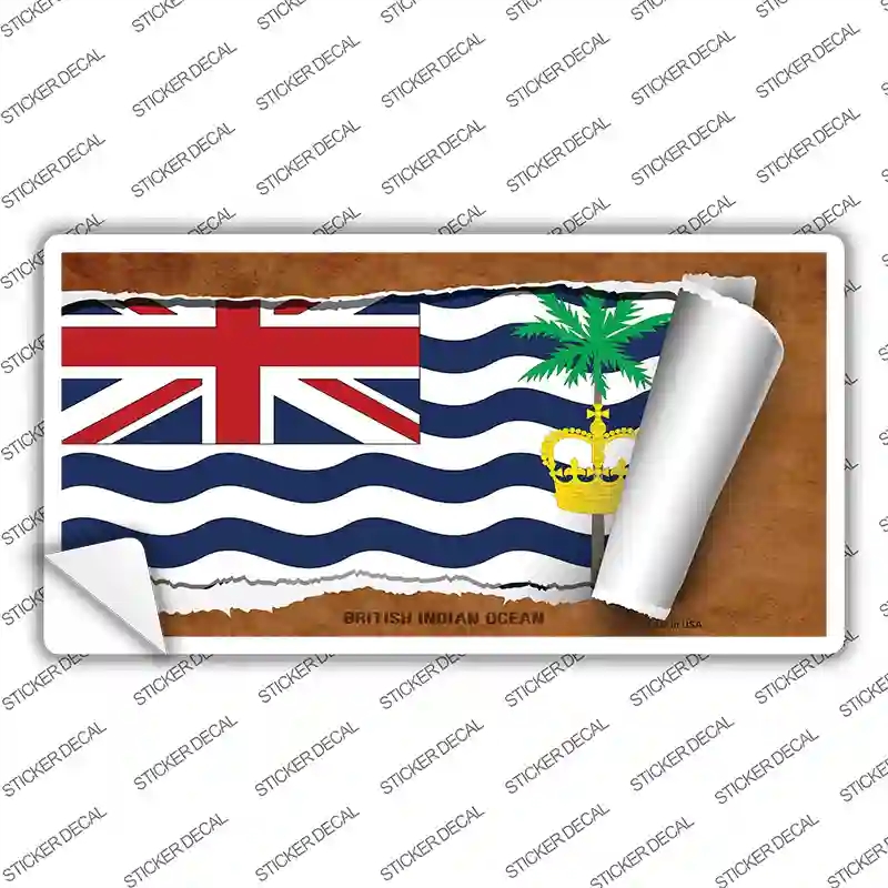 LP-9142s-XL British Indian Ocean Flag Scroll Novelty Sticker Decal - Extra Large