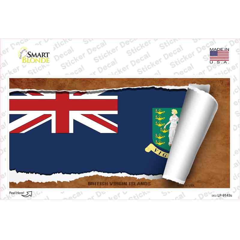 LP-9143s-M British Virgin Island Flag Scroll Novelty Sticker Decal - Medium