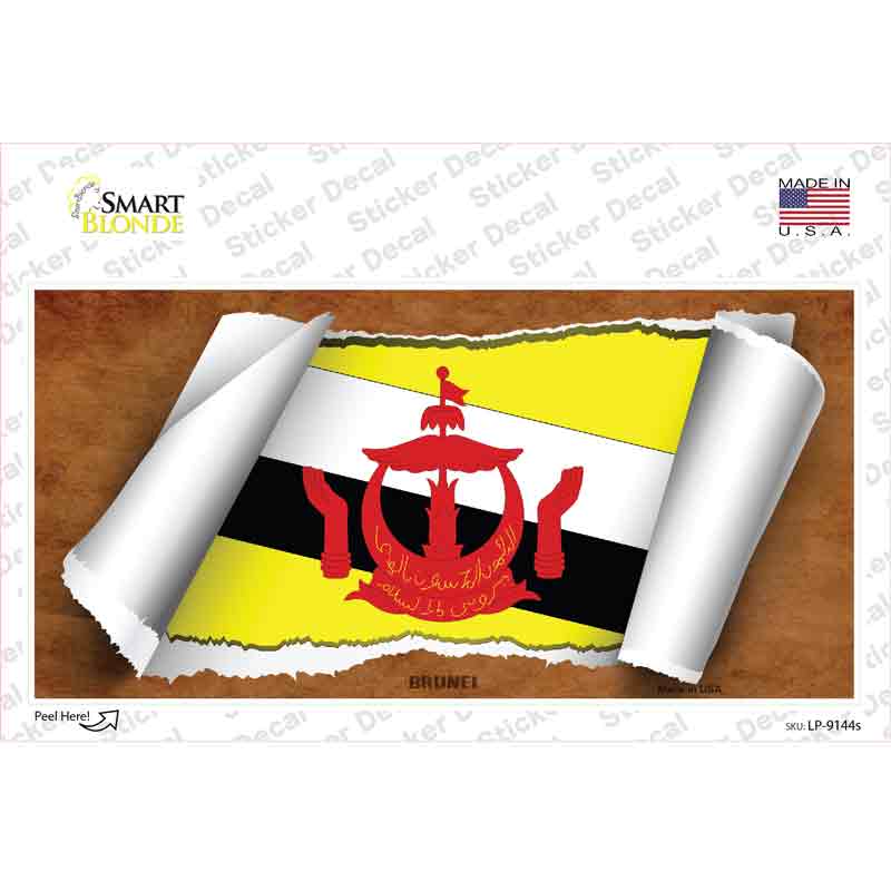 LP-9144s-M Brunei Flag Scroll Novelty Sticker Decal - Medium
