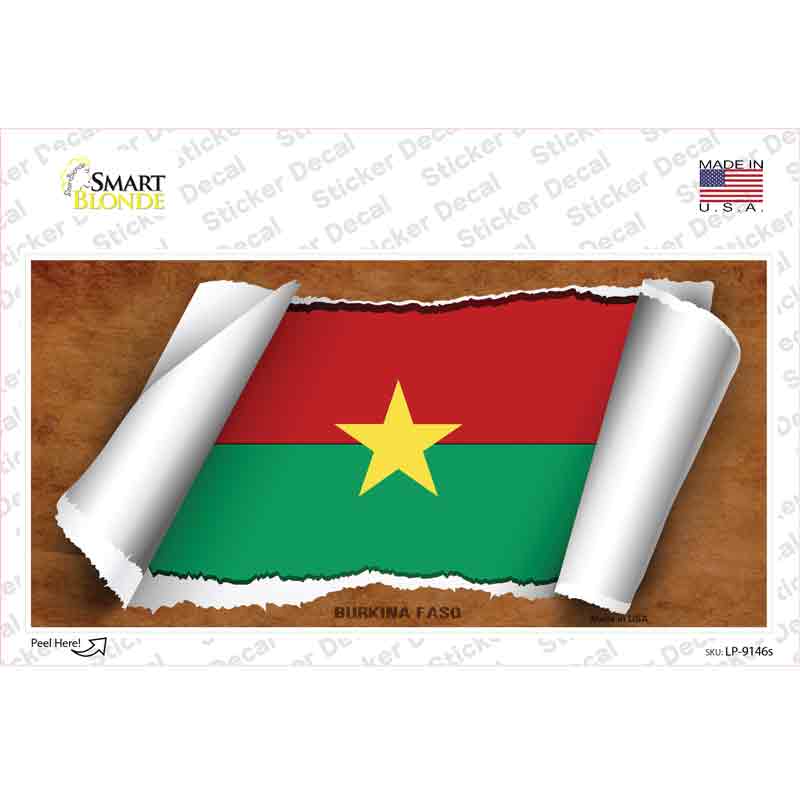 LP-9146s-M Burkina Faso Flag Scroll Novelty Sticker Decal - Medium