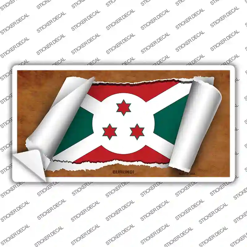 LP-9147s-XL Burundi Flag Scroll Novelty Sticker Decal - Extra Large