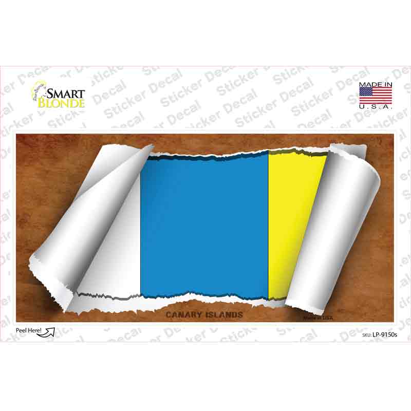 LP-9150s-M Canary Island Flag Scroll Novelty Sticker Decal - Medium