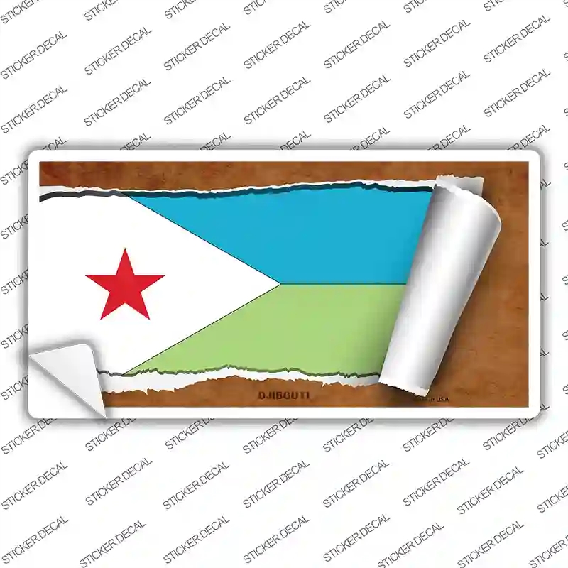 LP-9167s-L Djibouti Flag Scroll Novelty Sticker Decal - Large