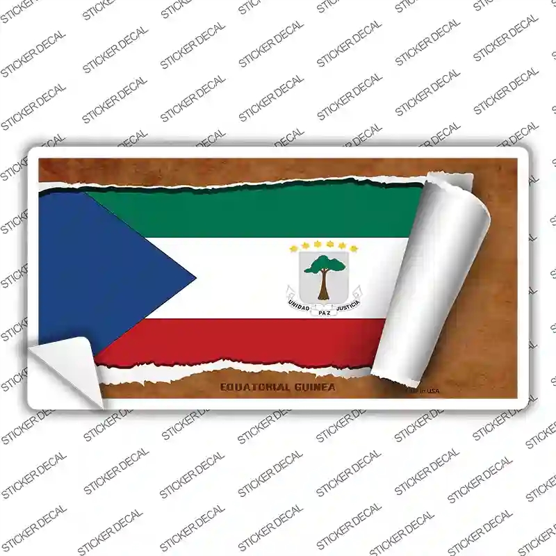 LP-9171s-L Equatorial Guinea Flag Scroll Novelty Sticker Decal - Large