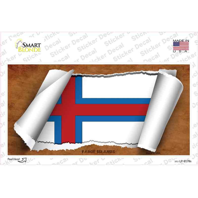 LP-9178s-M Faroe Islands Flag Scroll Novelty Sticker Decal - Medium