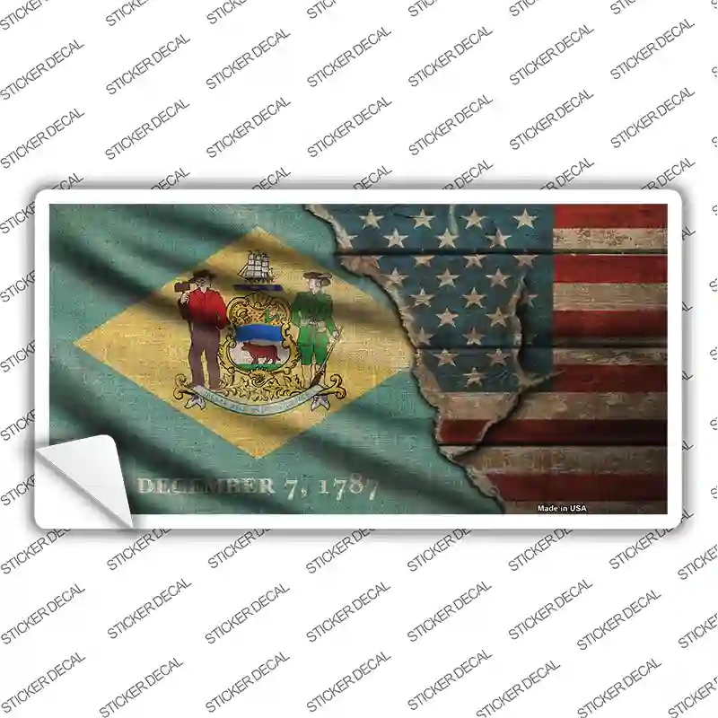 LP-12387s-S Delaware & American Flag Novelty Sticker Decal - Small