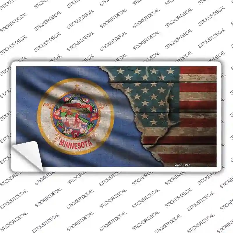 LP-12402s-S Minnesota & American Flag Novelty Sticker Decal - Small
