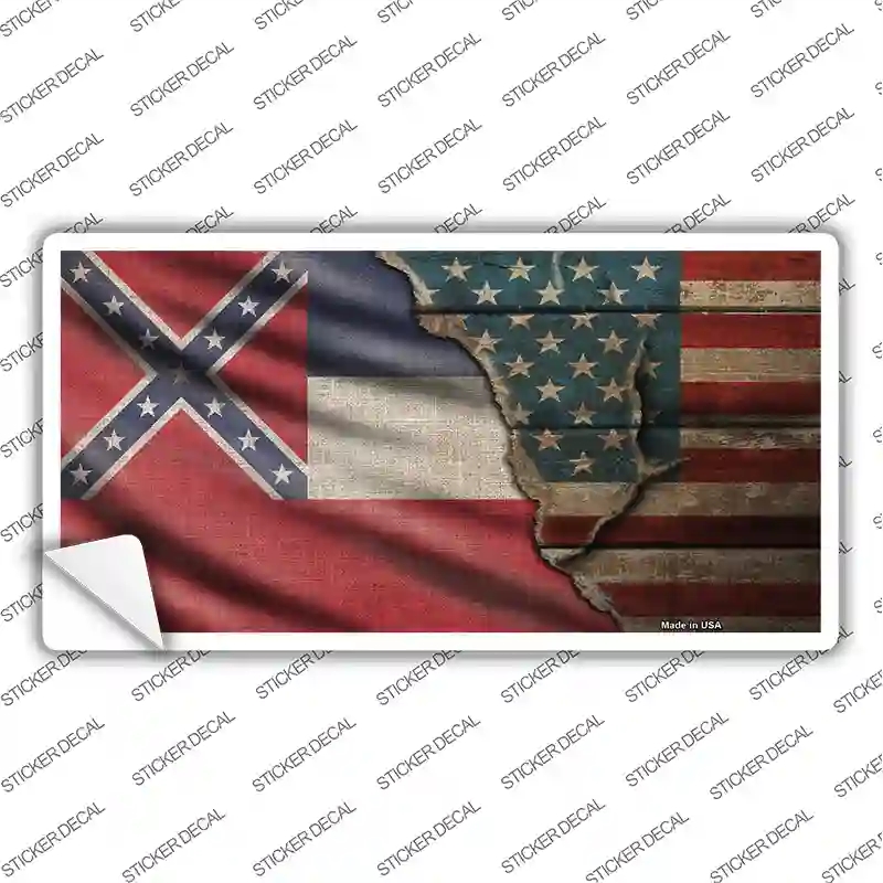 LP-12403s-S Mississippi & American Flag Novelty Sticker Decal - Small
