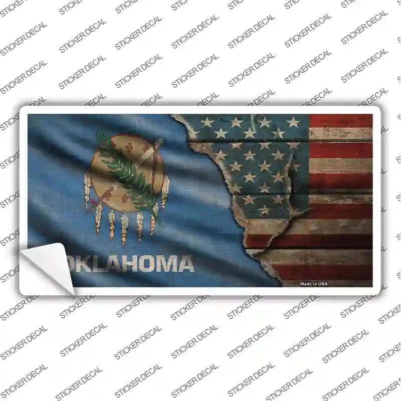 LP-12415s-S Oklahoma & American Flag Novelty Sticker Decal - Small
