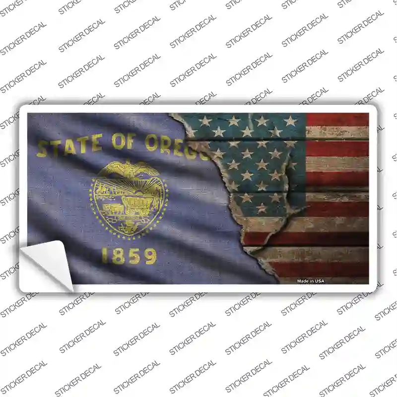 LP-12416s-XL Oregon & American Flag Novelty Sticker Decal - Extra Large
