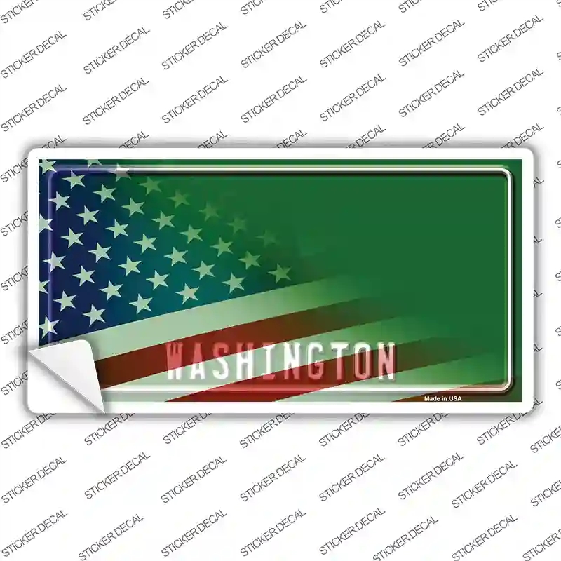 LP-12472s-L Washington Half American Flag Novelty Sticker Decal - Large