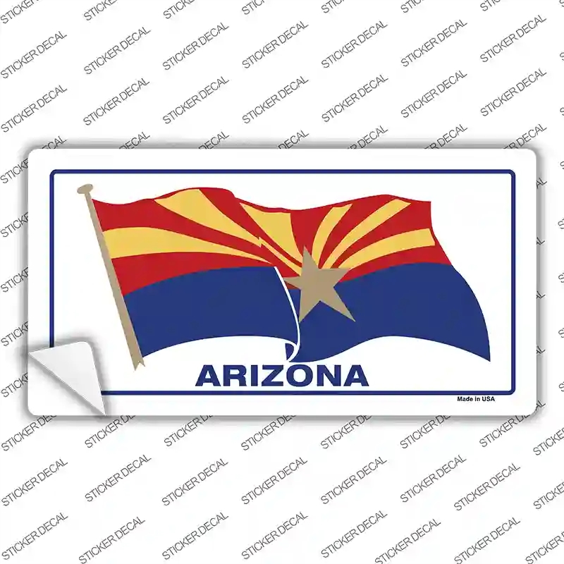 LP-1249s-S Arizona Waving Flag Novelty Sticker Decal - Small