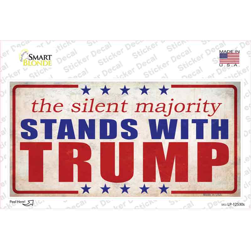 LP-12530s-M Silent Majority Stands with Trump Novelty Sticker Decal - Medium